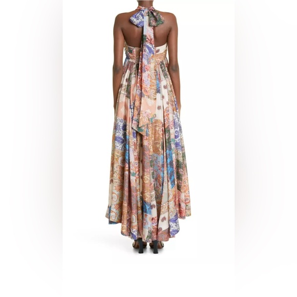 Zimmermann Devi Mixed Print Halter Neck Silk Dress - Picture 2 of 8
